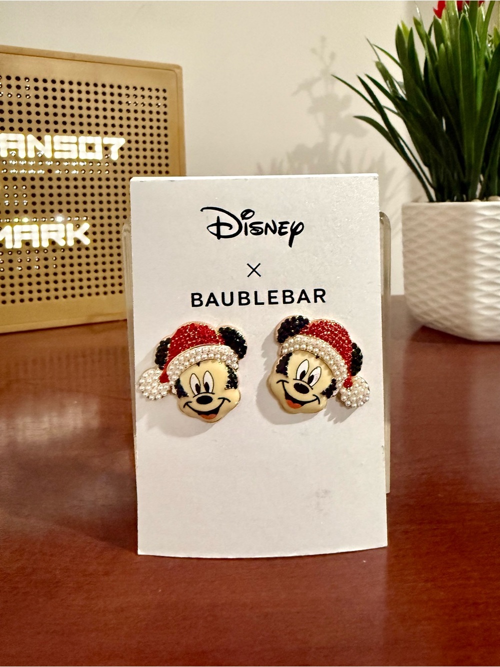 New Disney x BaubleBar Mickey Mouse Santa Hat Holiday Stud Earrings